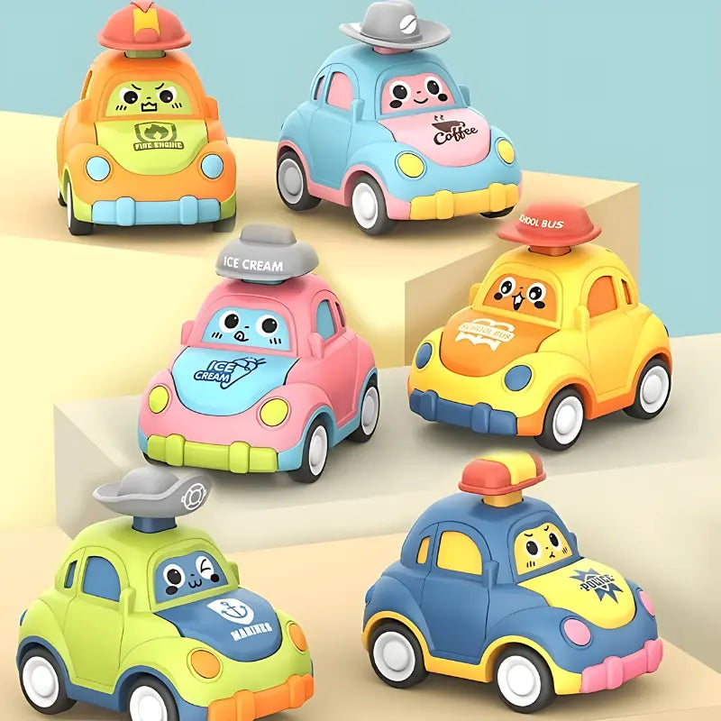 Pull Back Cartoon Car Toy Set for Kids – Fire Truck, Police & More - TARHUS