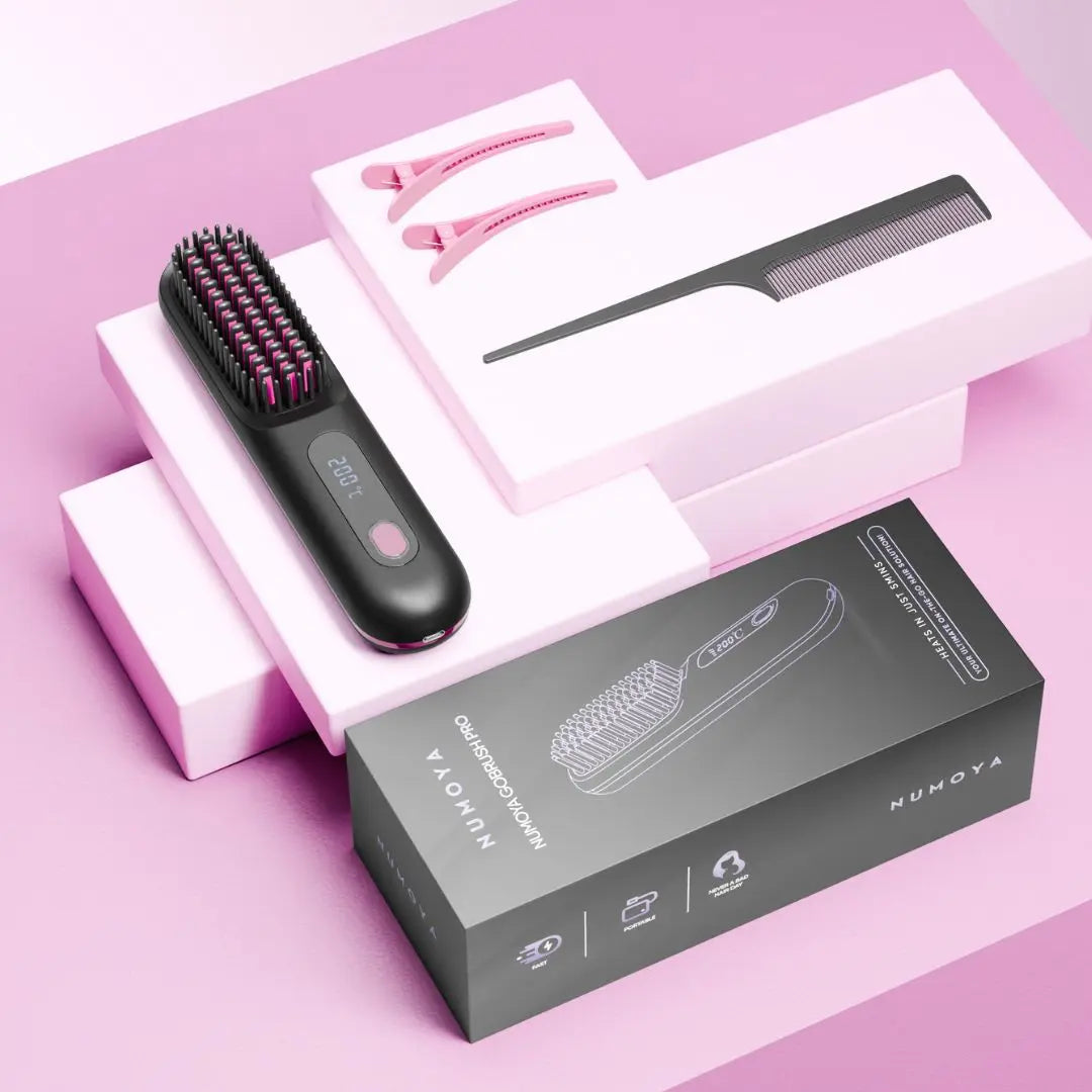 Numoya | GoBrush PRO Portable Straightener Brush – Sleek Hair Anywhere TARHUS
