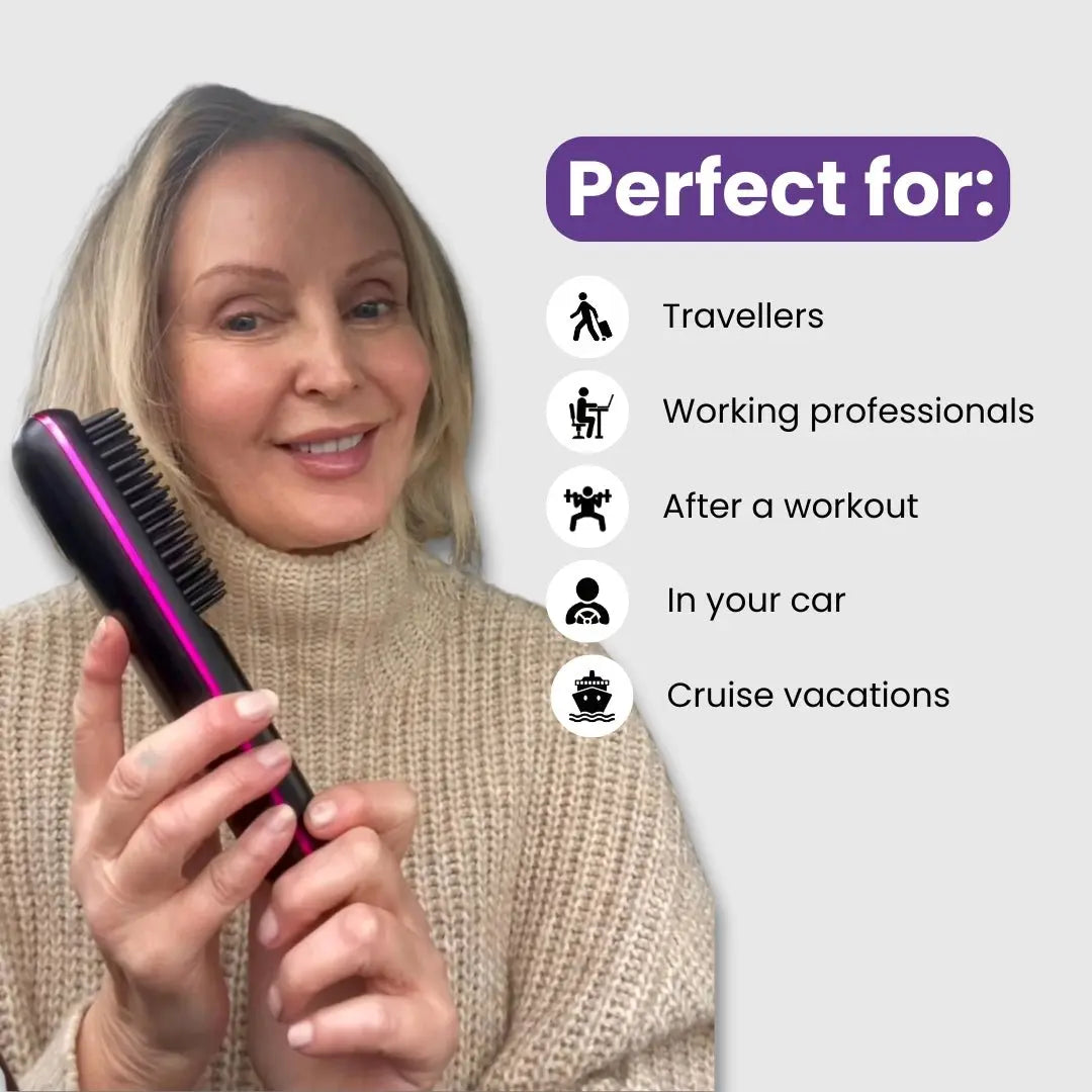Numoya | GoBrush PRO Portable Straightener Brush – Sleek Hair Anywhere TARHUS