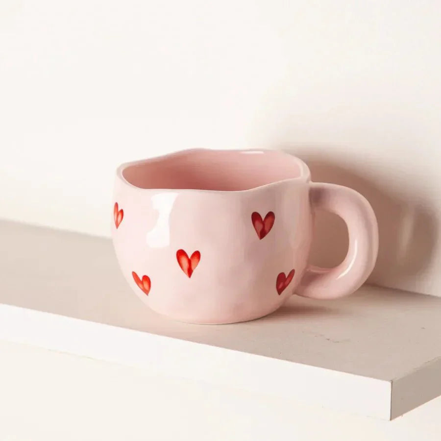 Heart Print Mug | Ceramic Coffee Cup – Cozy Daily Charm TARHUS kitchen & dining