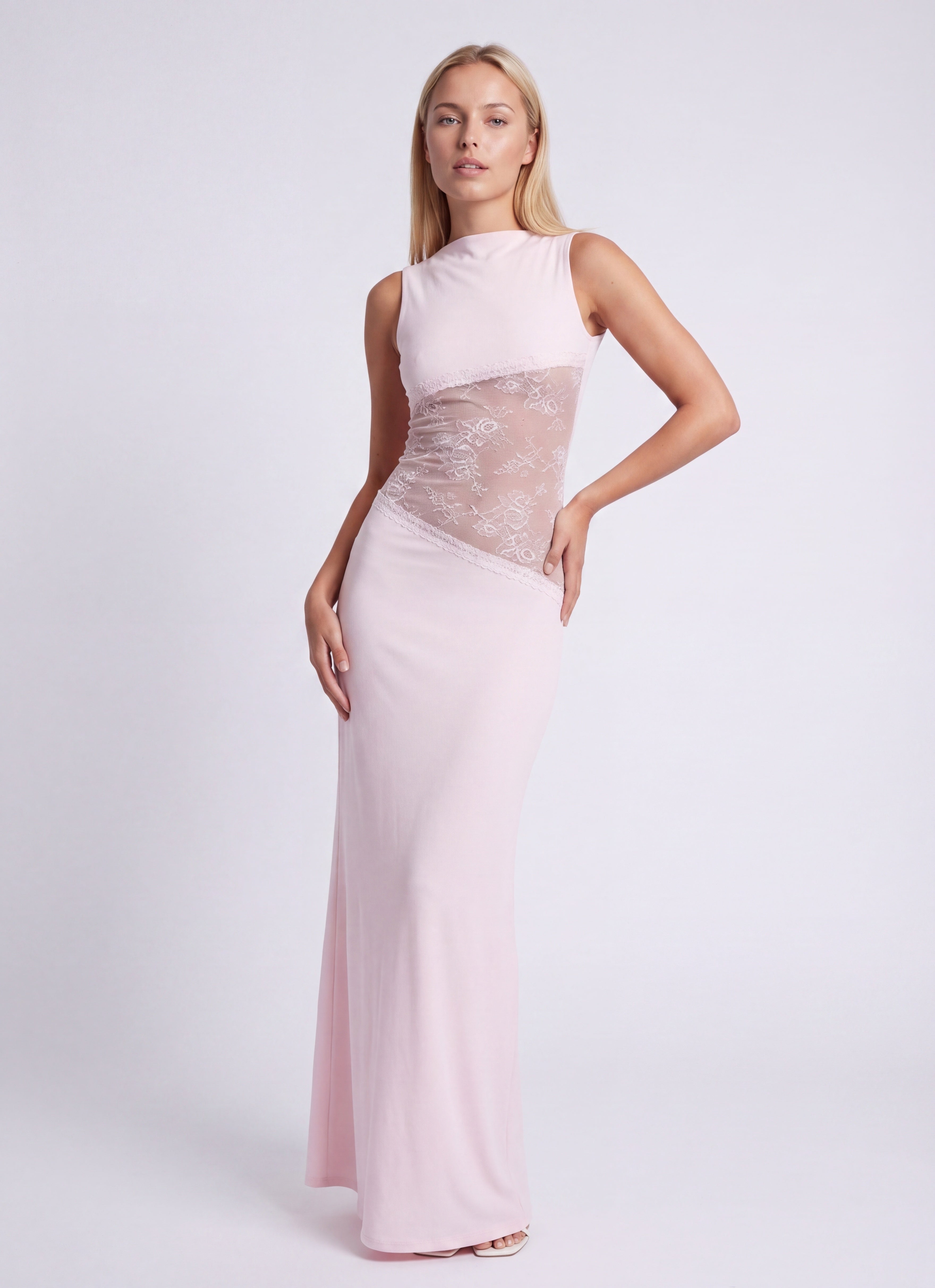 Women's Sleeveless Lace Panel Bodycon Maxi Dress TARHUS Maxi Dress