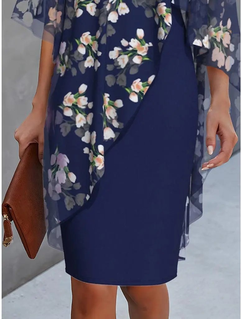Margaret | Floral Sheer Capelet Dress - TARHUS
