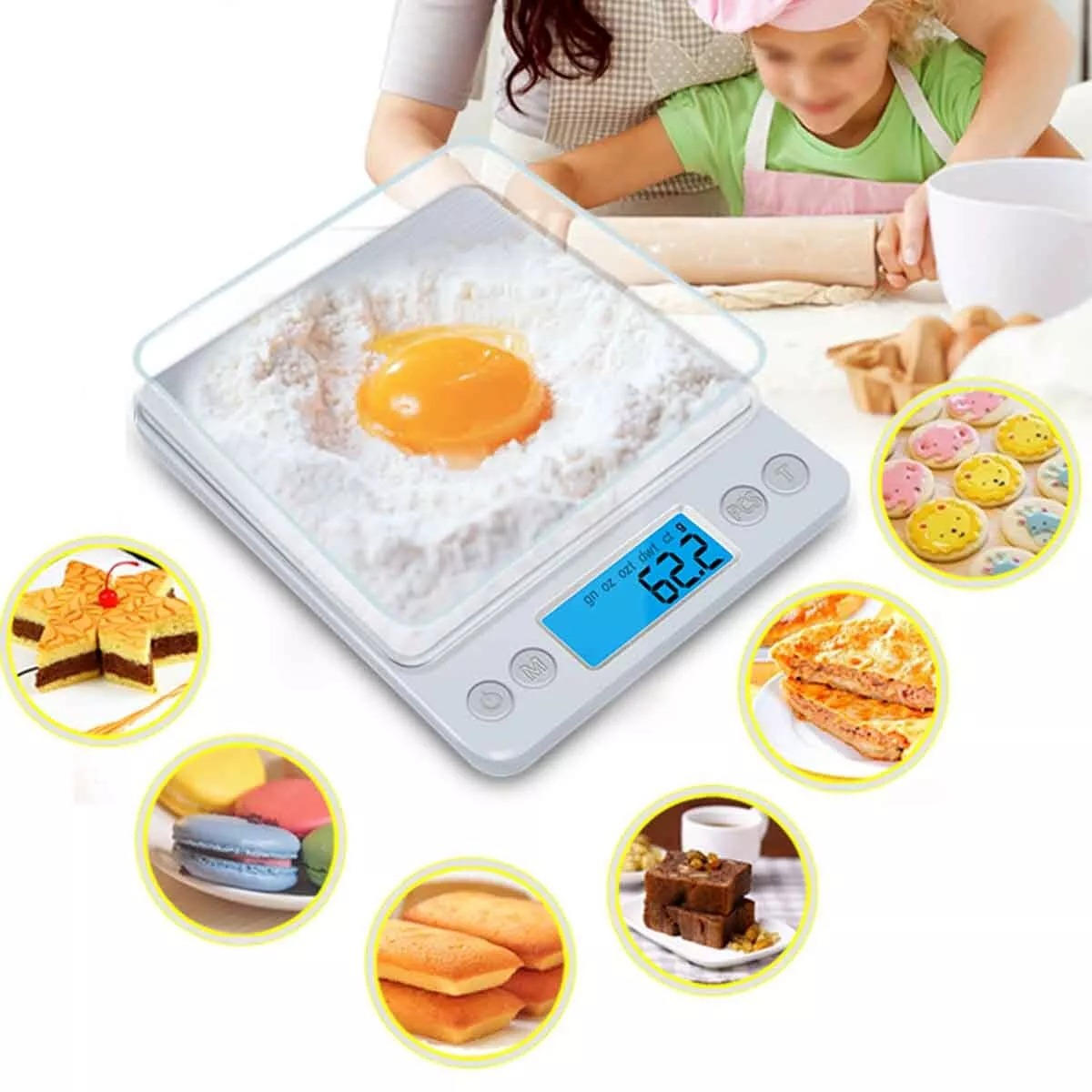 Digital Kitchen Food Scale – Precision Grams & Ounces, LCD Display, Stainless Steel Platform - TARHUS