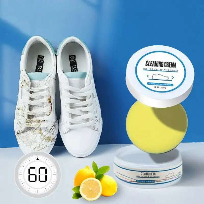White Shoe Cleaner Cream – All-Purpose Sneaker & Leather Cleaner for Canvas, Rubber & Synthetic Materials - TARHUS