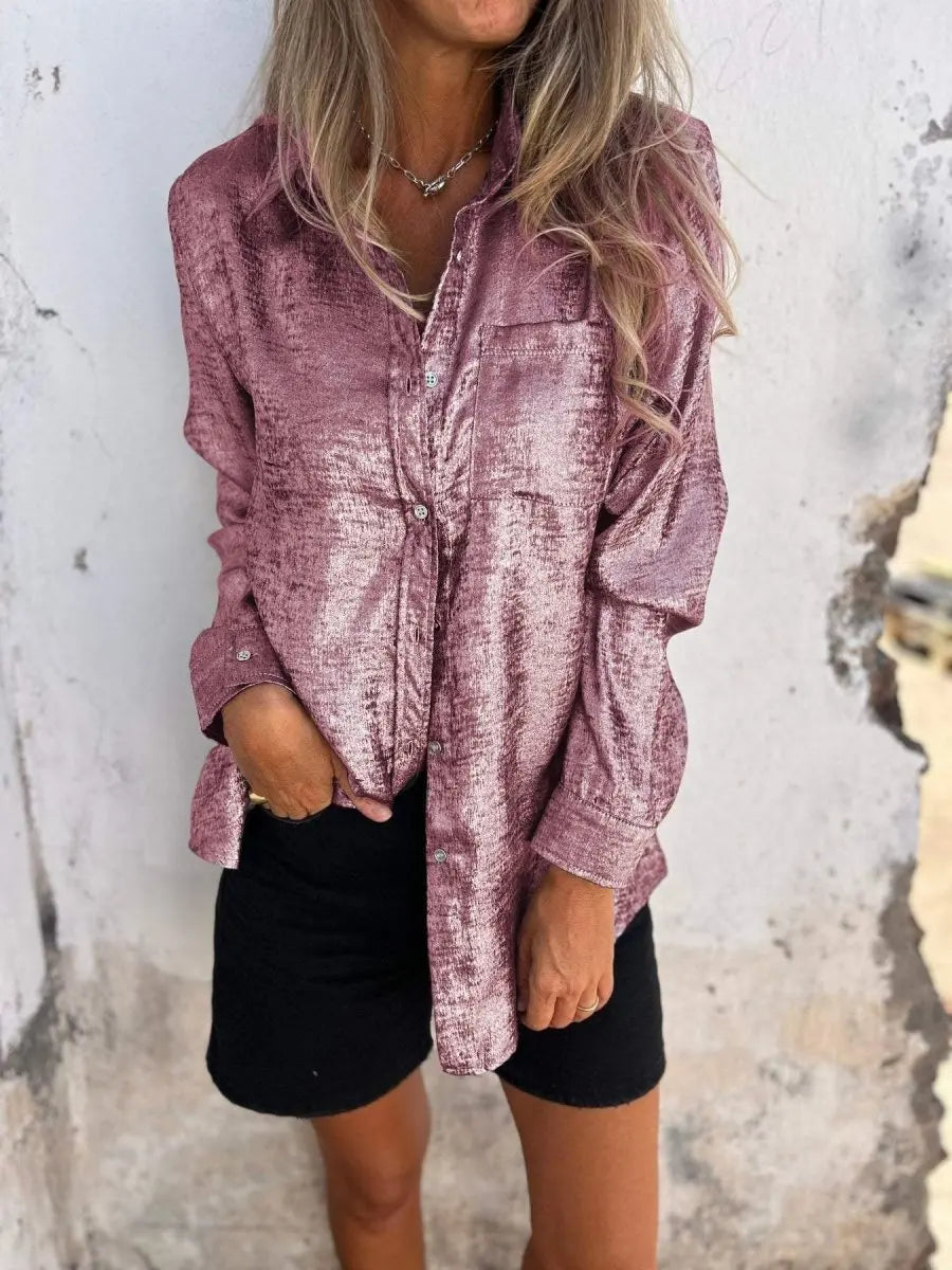 Sophie - Casual Suede Lapel Shirt - nubuso