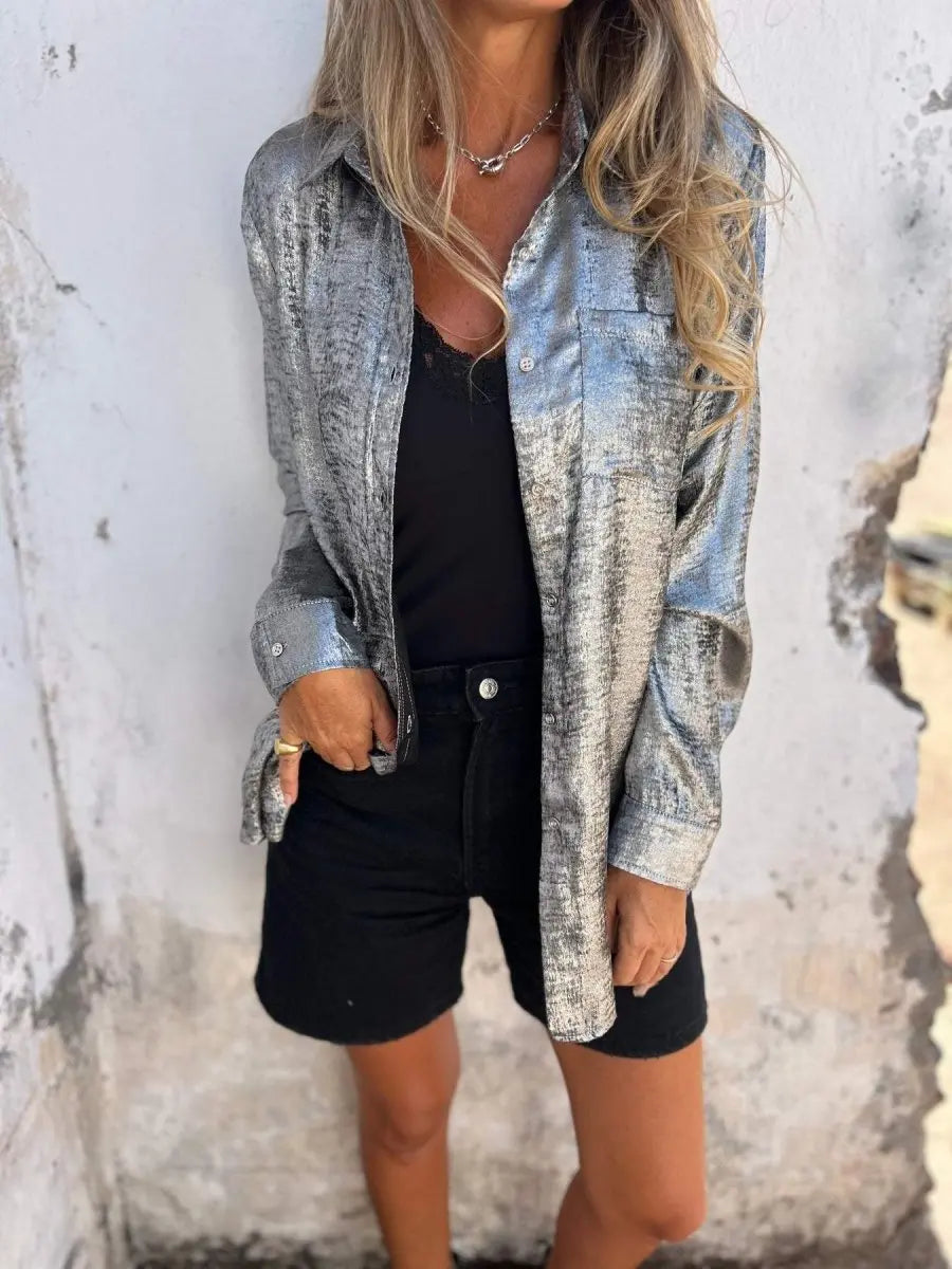 Sophie - Casual Suede Lapel Shirt - nubuso