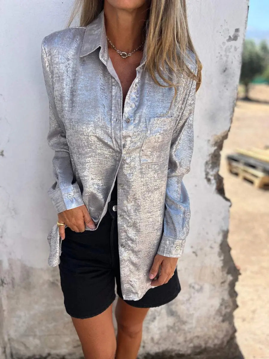 Sophie - Casual Suede Lapel Shirt - nubuso