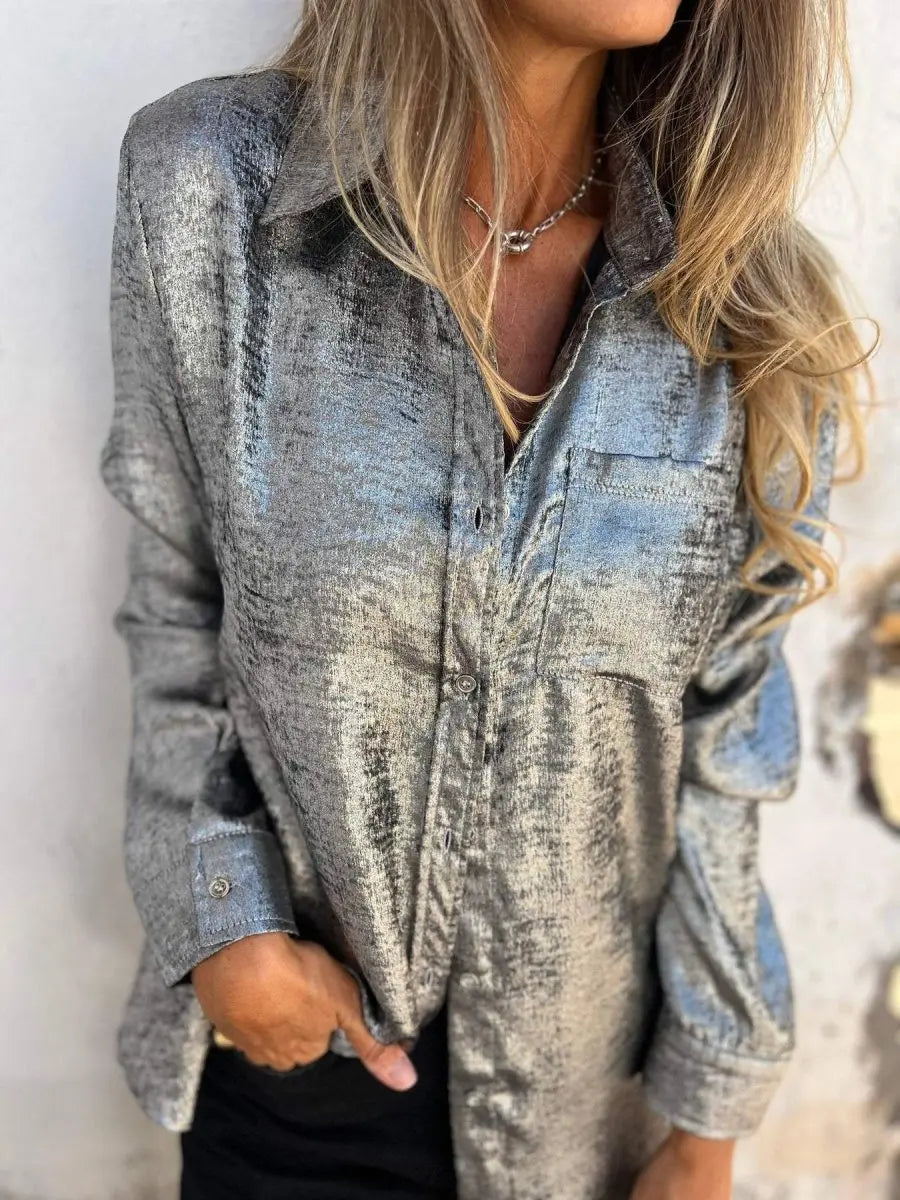 Sophie - Casual Suede Lapel Shirt - nubuso