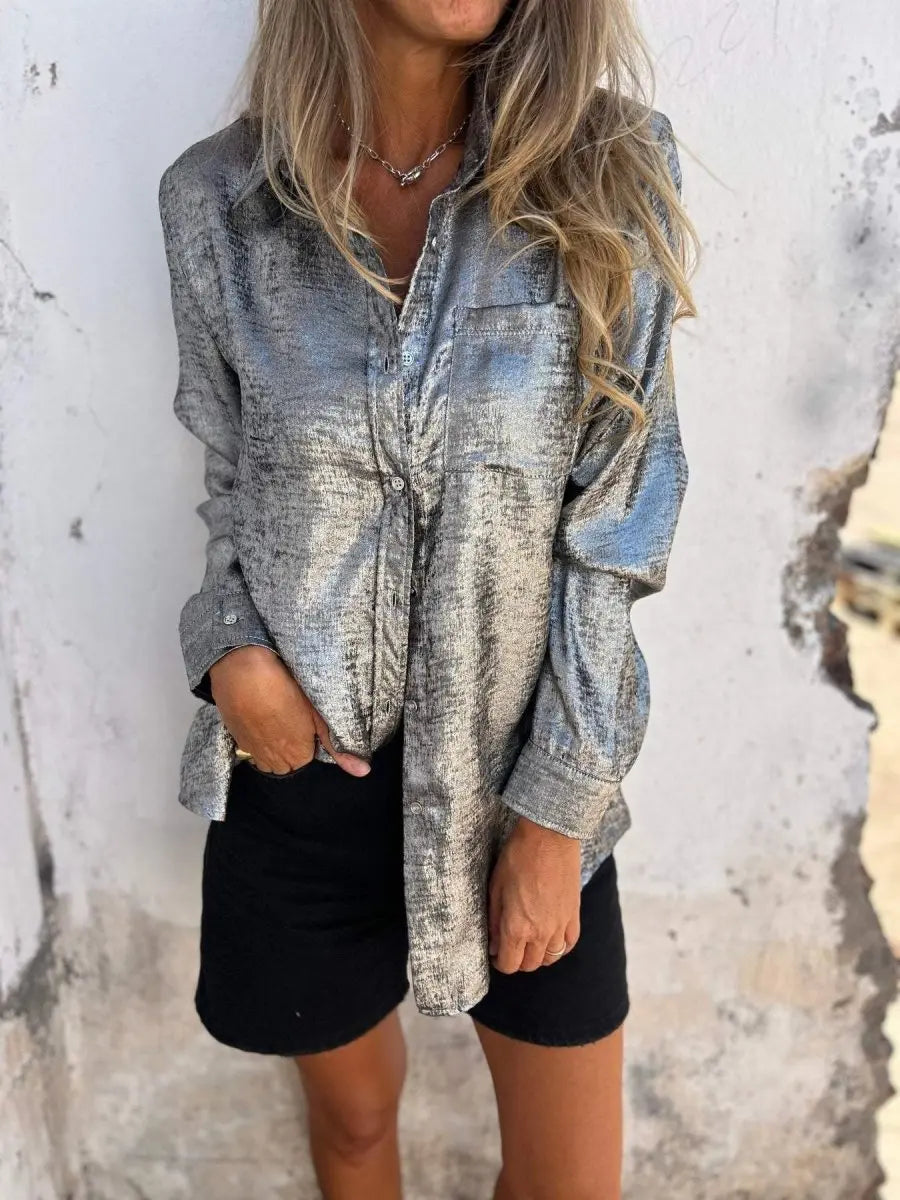 Sophie - Casual Suede Lapel Shirt - nubuso