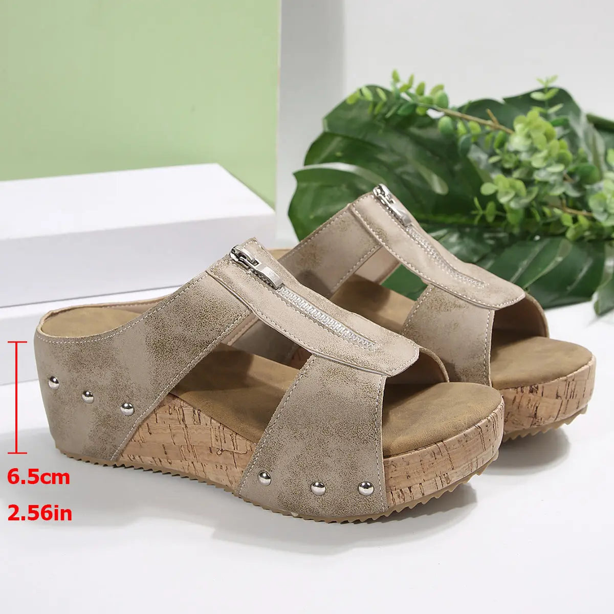 Women's Fashion Rivet Wedge Fish Mouth Thick Bottom Sandals - TARHUS