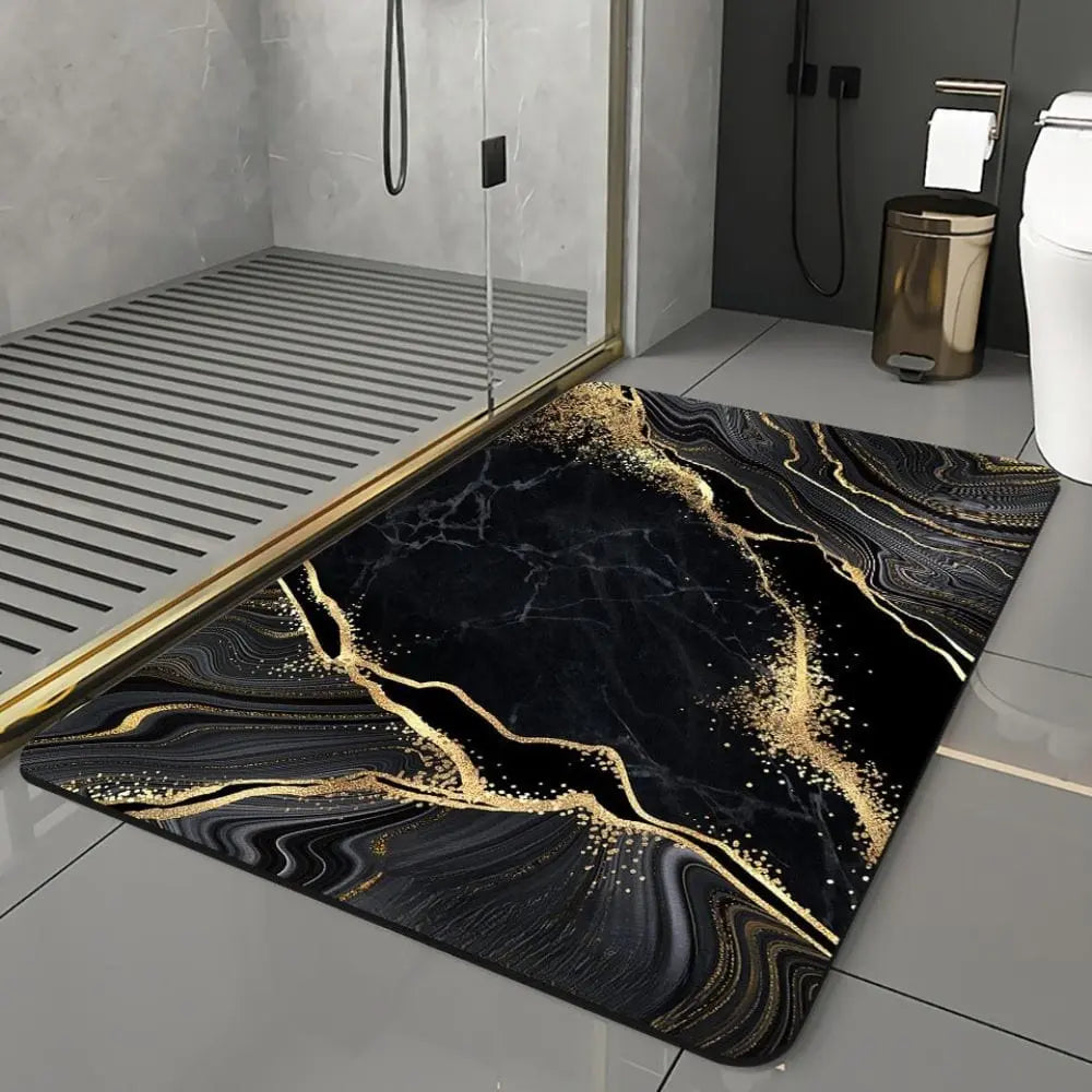 Eleganza • Black & Gold Luxury Bath Mat - TARHUS