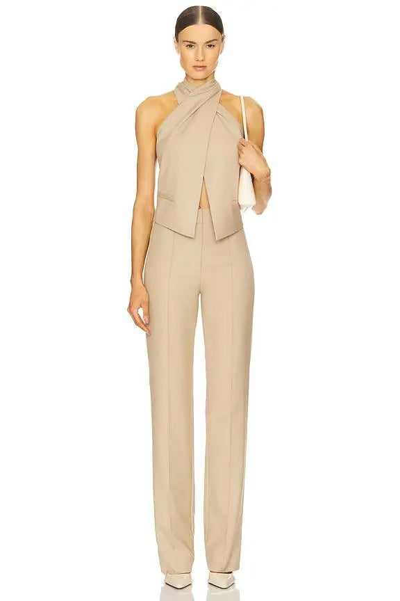 Cross Halter Neck Vest Top - TARHUS