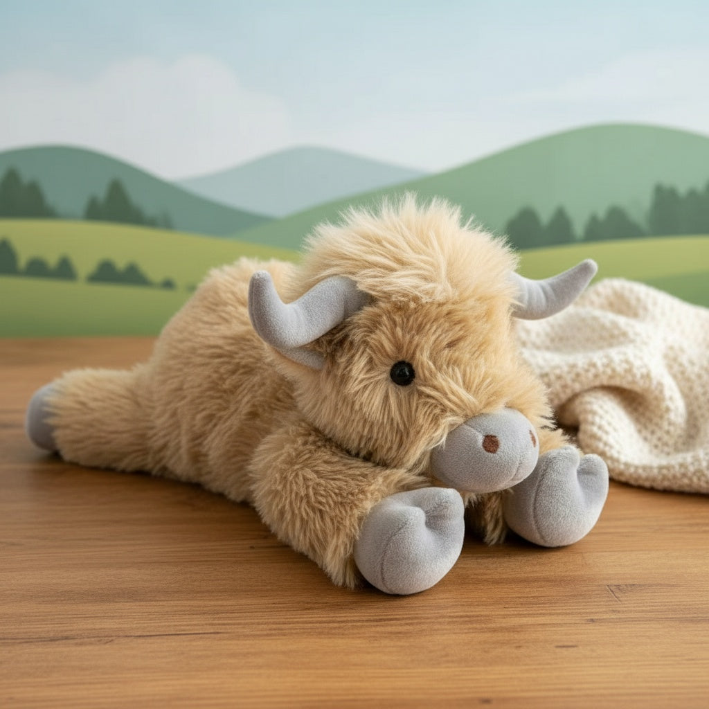 Highland Cow Plush Toy – Soft Stuffed Animal with Realistic Design for Kids & Adults TARHUS