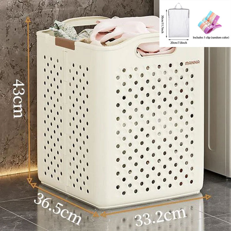Large Capacity Collapsible Laundry Basket: Breathable Design & Built-In Wheels - TARHUS