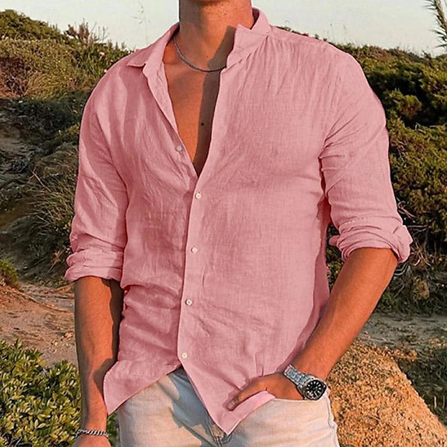 Zander | Men’s Linen Shirt – Cotton-Linen Blend Casual Summer Button-Down TARHUS Shirt