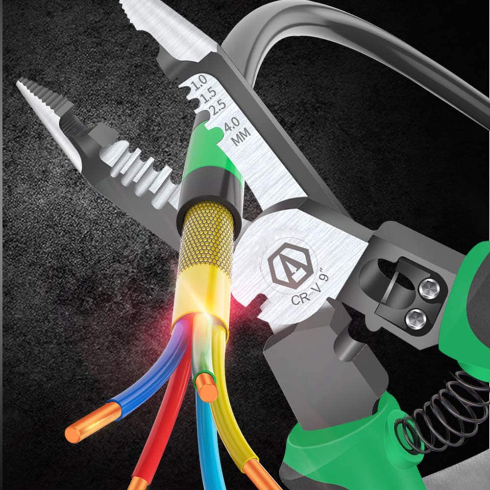 Professional Electrician’s 9-in-1 Cutting & Stripping Pliers – Multi-Tool