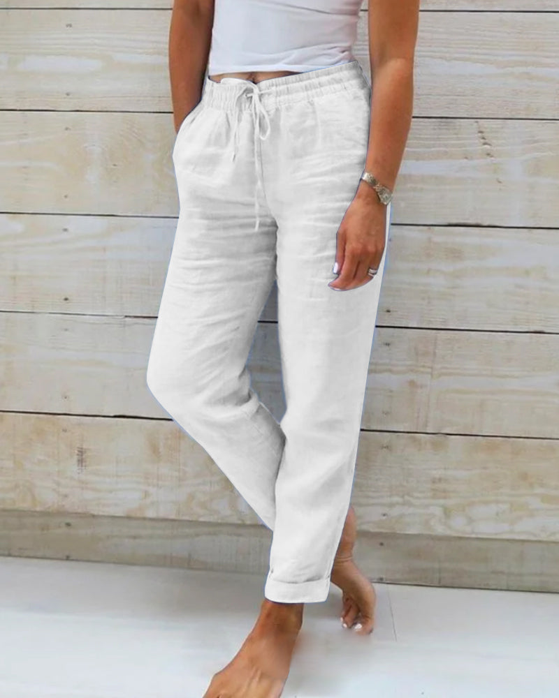 Sandra | Trousers with elastic in cotton and linen
