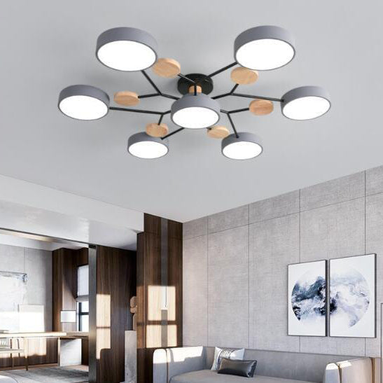 Contemporary Scandinavian Round Molecule Branch Design LED Semi-Flush Mount Ceiling Light For Living Room - TARHUS