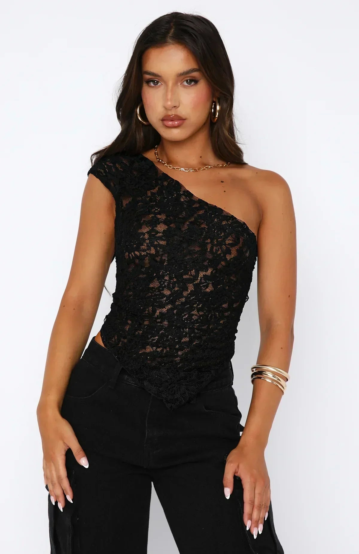 Women's Lace One Shoulder Wrap Back Top TARHUS  Women's Tank Tops