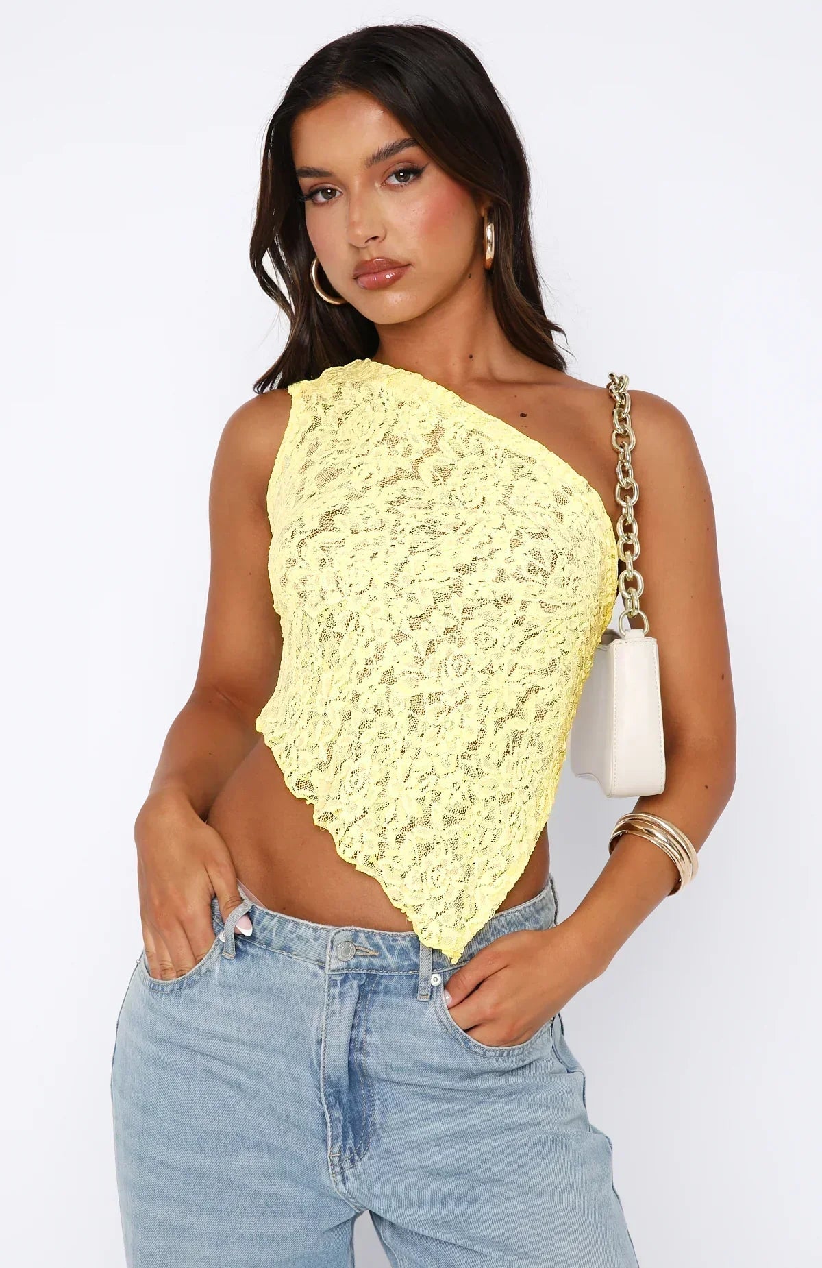 Women's Lace One Shoulder Wrap Back Top TARHUS  Women's Tank Tops