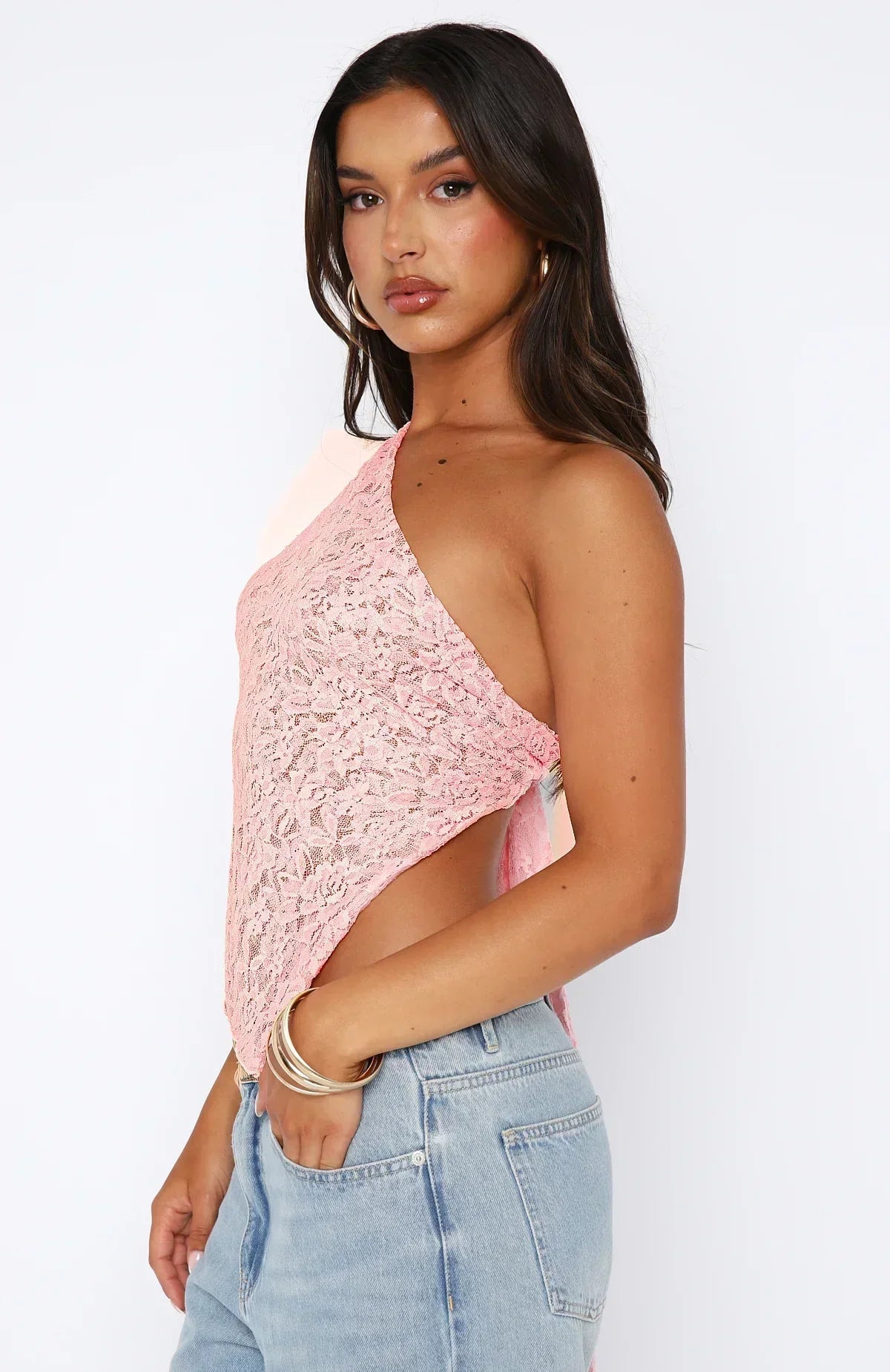 Women's Lace One Shoulder Wrap Back Top TARHUS  Women's Tank Tops