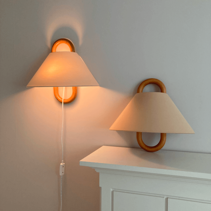 Modern Original Solid Wood Pleated Semi-Circle 1-Light Wall Sconce Lamp - TARHUS