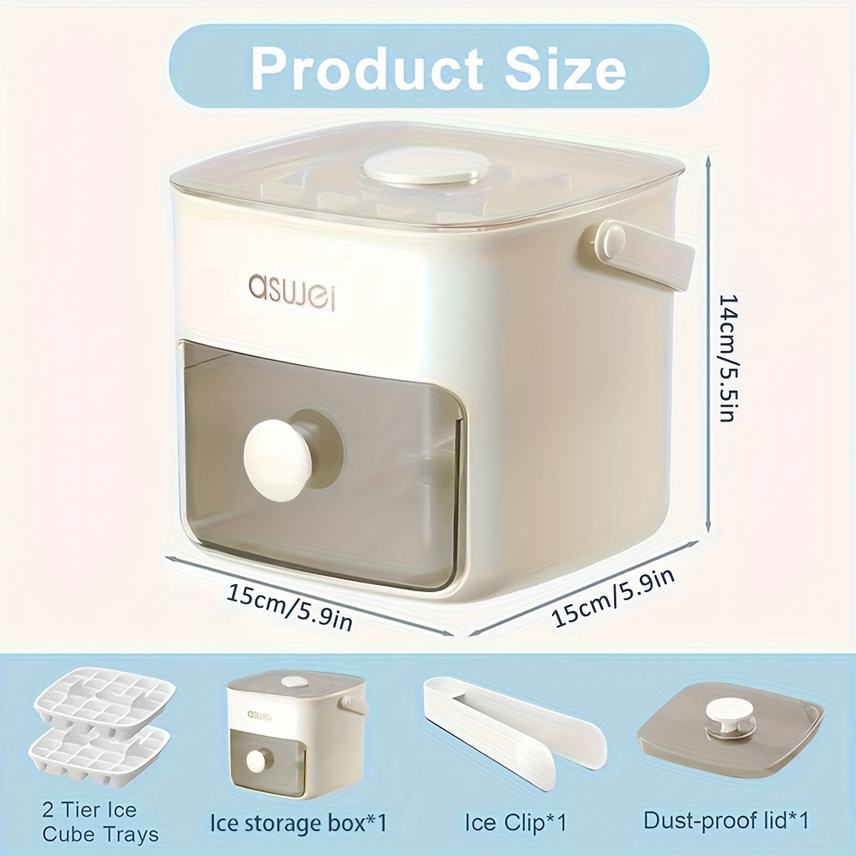 Easy-Press Ice Cube Mold | Tray - Large Capacity, Ice Cube Trays for Freezer, Double Layer 48 Ice Trays, Food-Grade plastic Ice Storage Freezer with Box Container, Stackable with Storage Iced Bucket Kits, Scoop, for Soup, Food, Drink, Coffee TARHUS