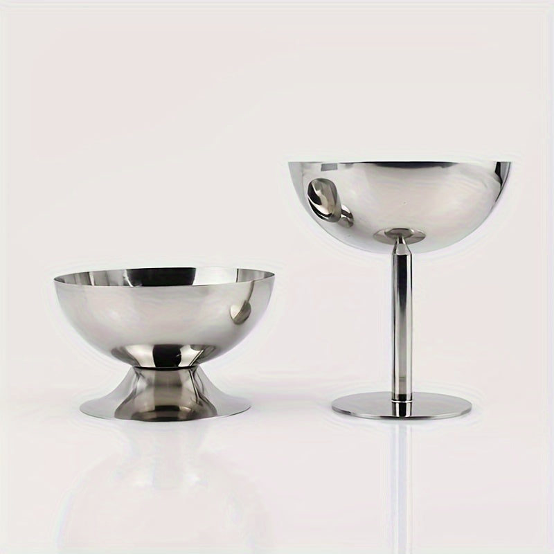 1pc Stainless Steel Ice Cream Cup, Desert Cup, Washable Elegant Ice Cream Tall Bowl, Stainless Steel Cup For Pudding Mousse Fruit Salad, For Home Kitchen Restaurant Hotel, Kitchen Supplies, Tableware Accessories TARHUS