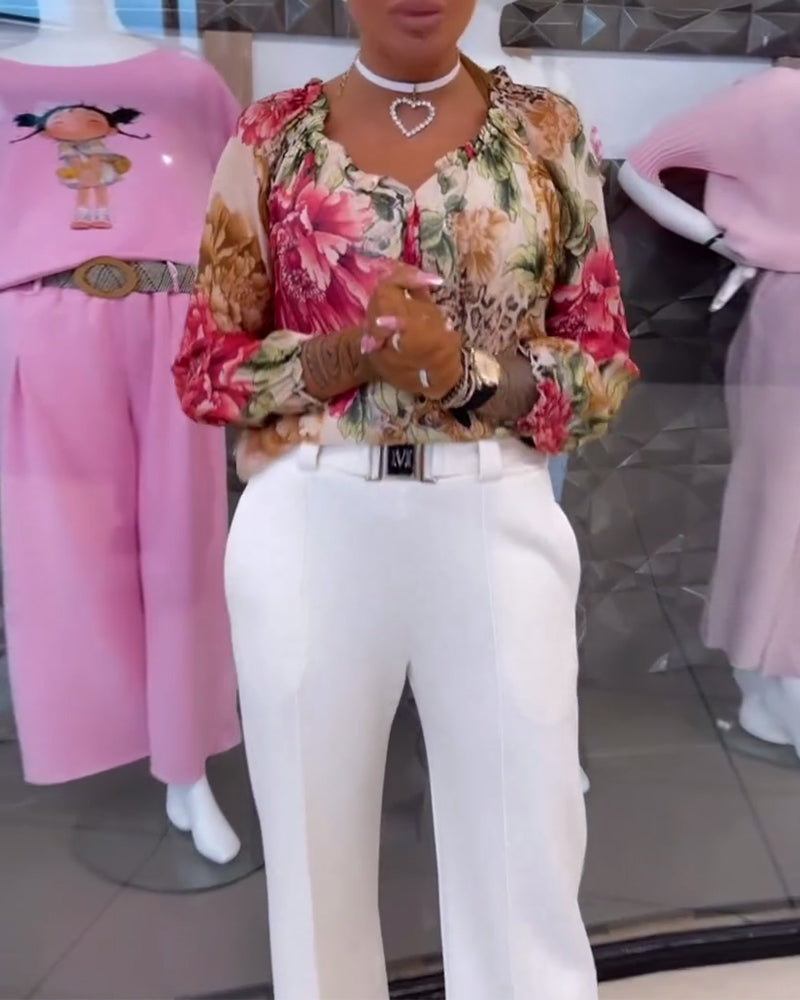Blouse V-hals Bloemenprint TARHUS  Blouses & Shirts