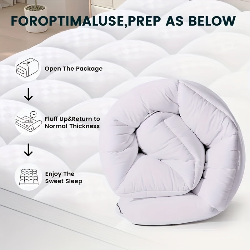 1200GSM Extra Thick Mattress Pad Cover - Cooling Comfort, Breathable Quilted Fitted Design, 30-50cm Deep Pocket, Overfilled With 7D&5D Filling, Machine Washable Bedding For All Sleepers, Skin-Friendly Design | Soft Texture TARHUS