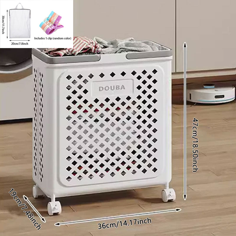 Large Capacity Collapsible Laundry Basket: Breathable Design & Built-In Wheels - TARHUS