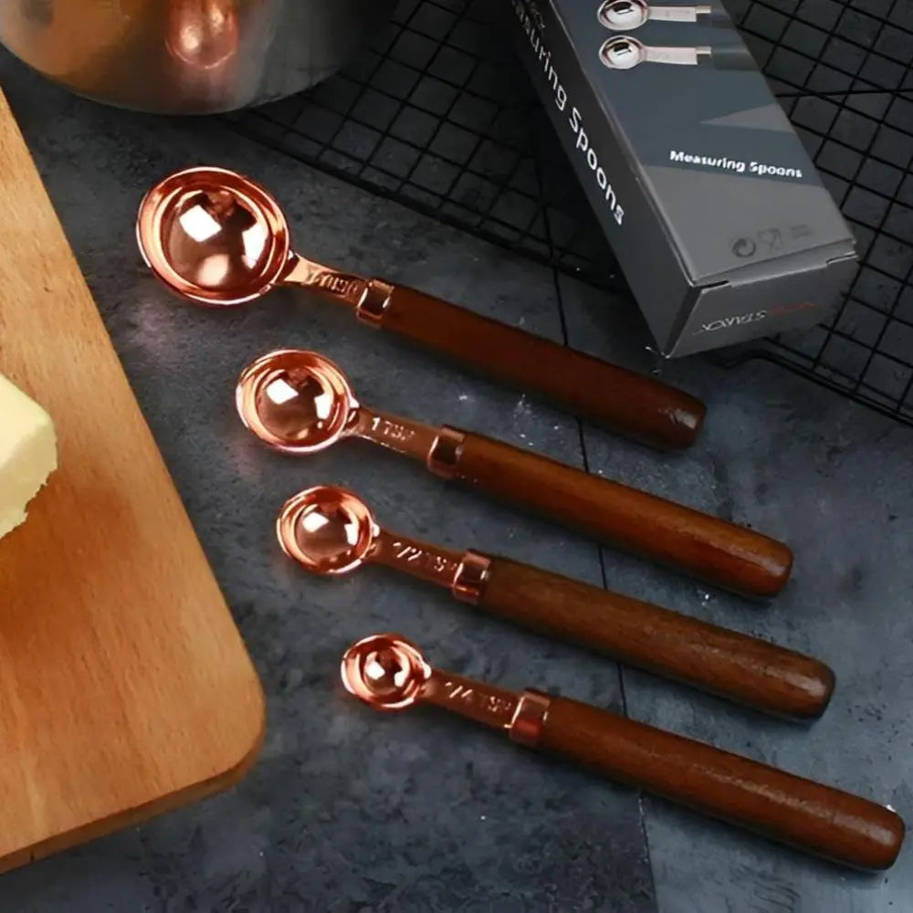 Copper Measuring Set | Cups & Spoons – Walnut Handle Kitchen Tools TARHUS  Cooking Utensils