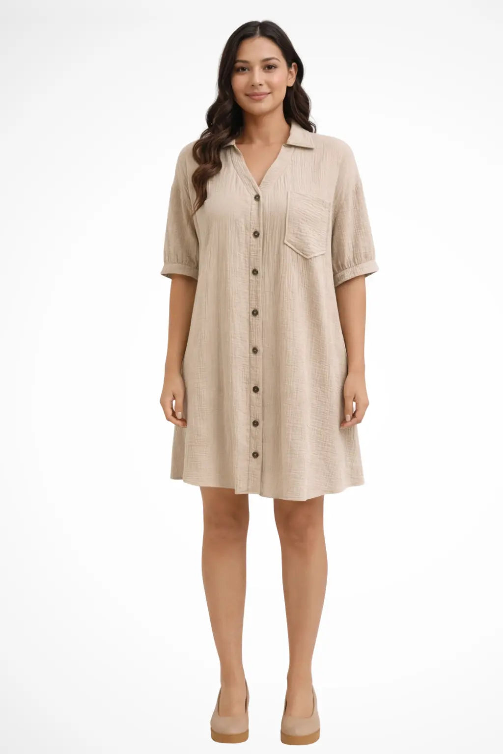 Rosalind | Women’s Short Sleeve Button Up Shirt Midi Dress TARHUS  Summer Dresses