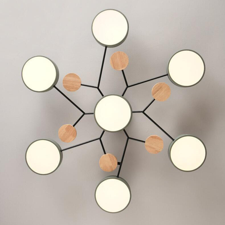Contemporary Scandinavian Round Molecule Branch Design LED Semi-Flush Mount Ceiling Light For Living Room - TARHUS