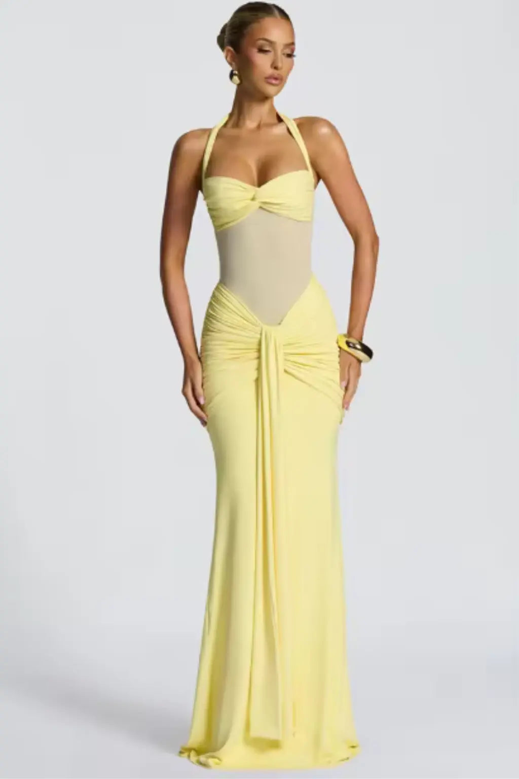 Celine | Women Halter Neck Ruched Wedding Guest Maxi Dress TARHUS  Dresses