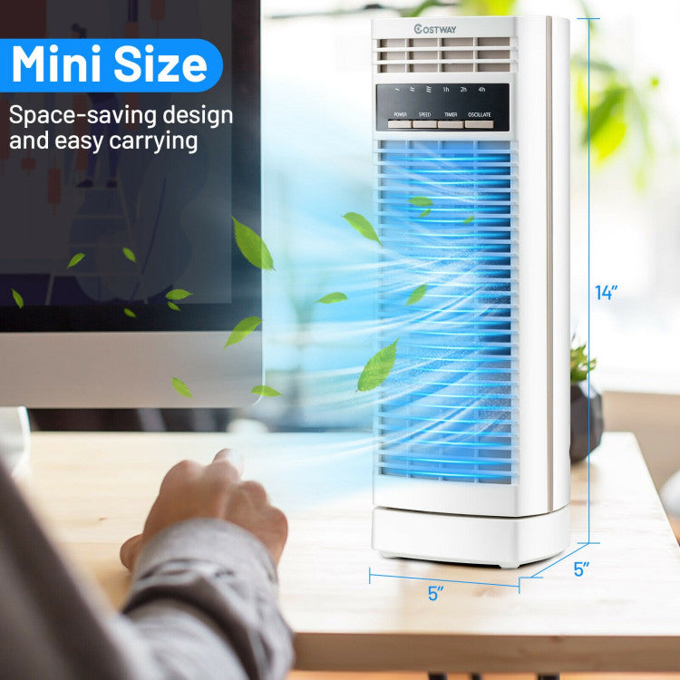 AeroCool | Small Desk Fan – Oscillating Tower with Timer & Quiet Operation