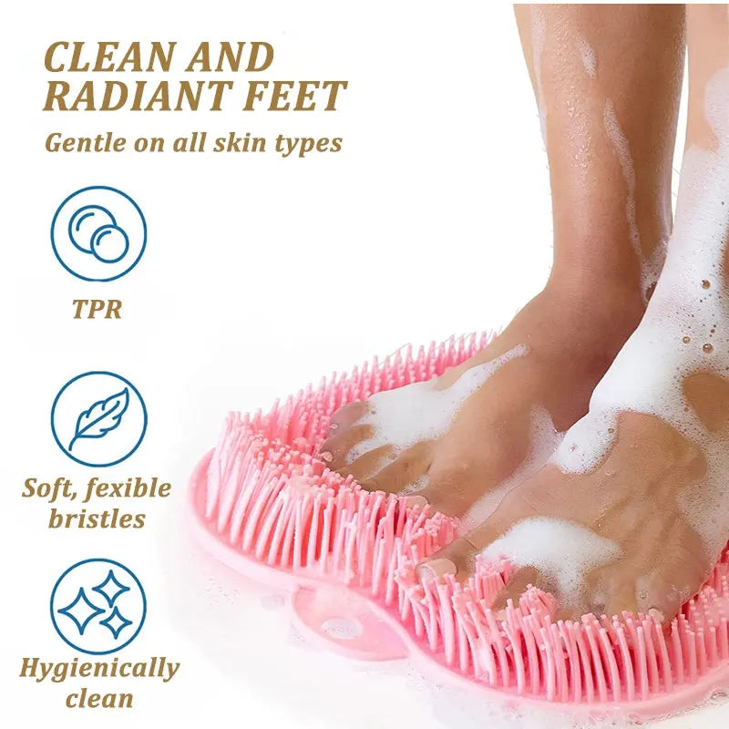 [Non-Slip] Non-Slip Silicone Back Scrubber & Massage Pad | TPR Material, Silicone | Non-Slip, Easy to Clean | Exfoliating Bath Mat | Body Care, Relaxing Foot | Pink | Easy to Clean TARHUS