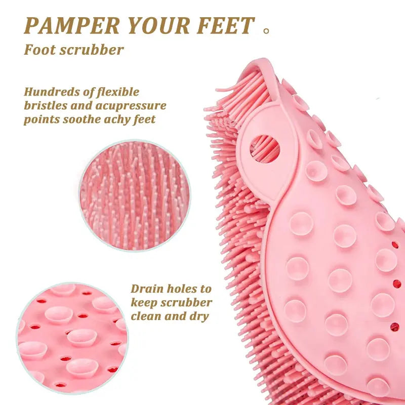 [Non-Slip] Non-Slip Silicone Back Scrubber & Massage Pad | TPR Material, Silicone | Non-Slip, Easy to Clean | Exfoliating Bath Mat | Body Care, Relaxing Foot | Pink | Easy to Clean TARHUS