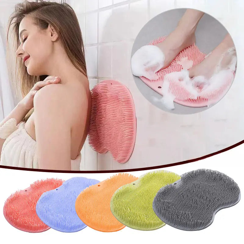 [Non-Slip] Non-Slip Silicone Back Scrubber & Massage Pad | TPR Material, Silicone | Non-Slip, Easy to Clean | Exfoliating Bath Mat | Body Care, Relaxing Foot | Pink | Easy to Clean TARHUS