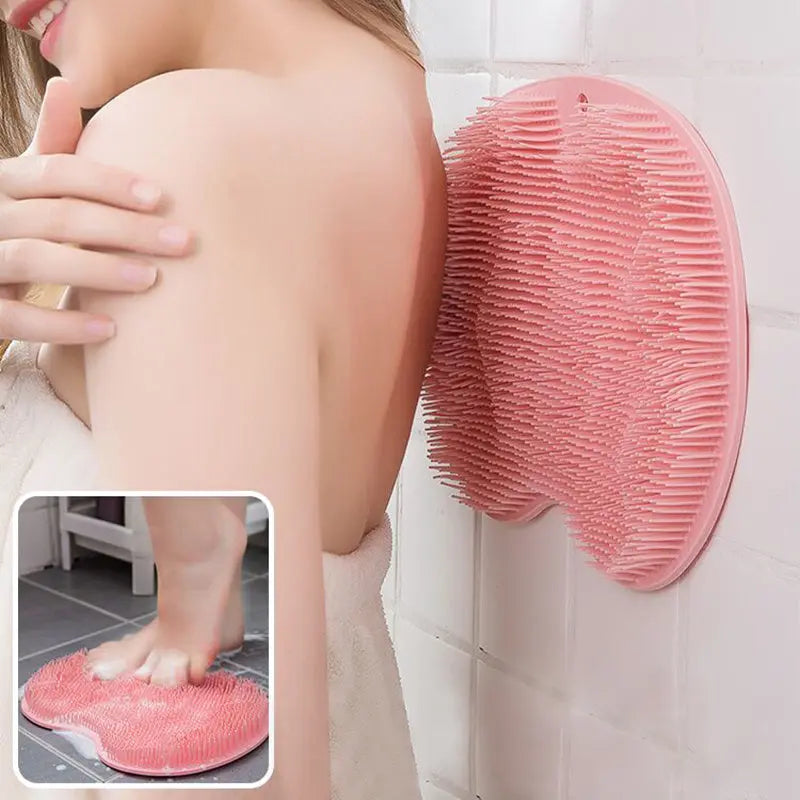 [Non-Slip] Non-Slip Silicone Back Scrubber & Massage Pad | TPR Material, Silicone | Non-Slip, Easy to Clean | Exfoliating Bath Mat | Body Care, Relaxing Foot | Pink | Easy to Clean TARHUS