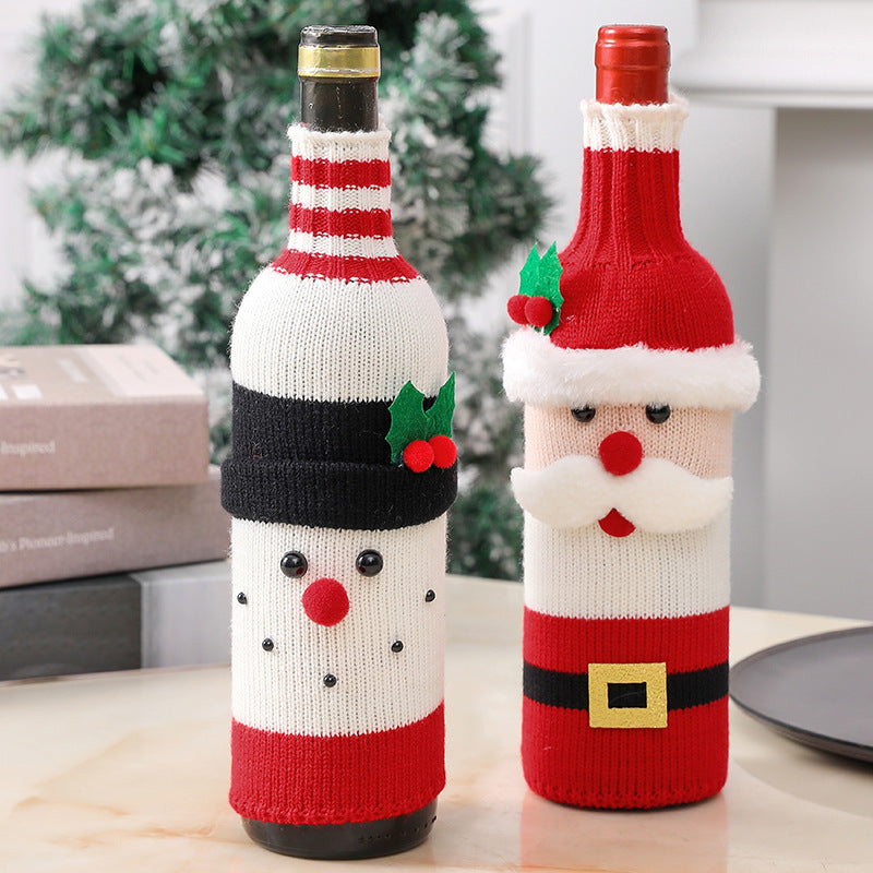 Knitted Christmas Wine Bottle Covers – Santa & Snowman Holiday Sleeves | FestiveSanta TARHUS