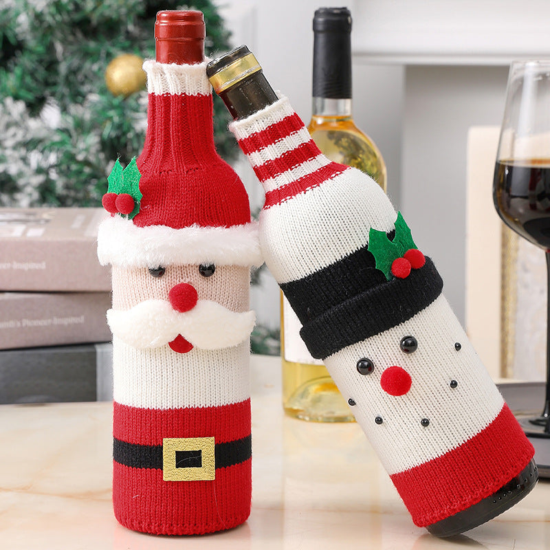 Knitted Christmas Wine Bottle Covers – Santa & Snowman Holiday Sleeves | FestiveSanta TARHUS