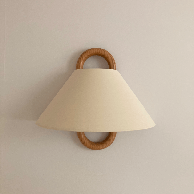 Modern Original Solid Wood Pleated Semi-Circle 1-Light Wall Sconce Lamp - TARHUS