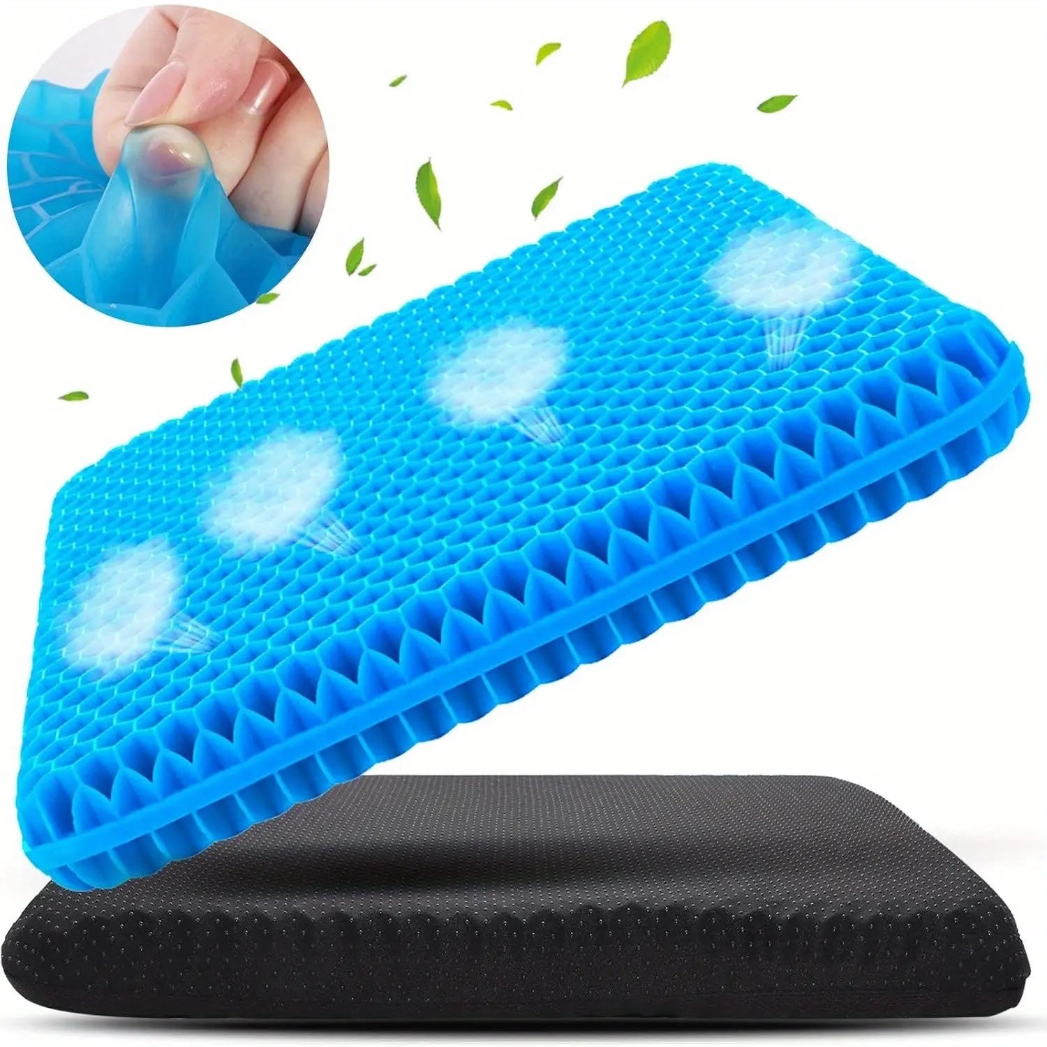 Extra Large Gel Honeycomb Seat Cushion for Extended Sitting - Soft, Breathable, Non-Slip Design, Reduces Sweating, Ideal for Wheelchair and Office Use, Blue, Gel Cushion TARHUS