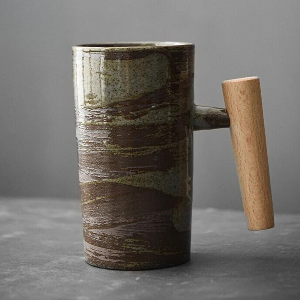 Nordic Earth Mugs | Handmade Ceramic Coffee Cups – Natural Wood Handle TARHUS  Kitchen & Dining