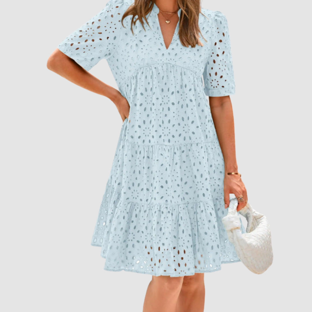 Cecily | Broderie Anglaise Tiered Midi Dress TARHUS