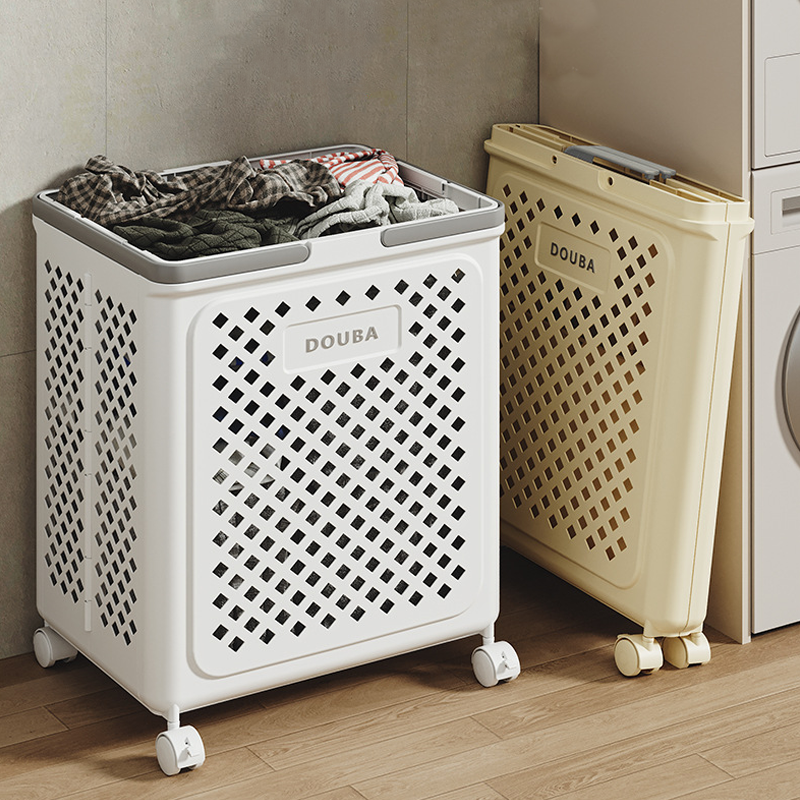 Large Capacity Collapsible Laundry Basket: Breathable Design & Built-In Wheels - TARHUS