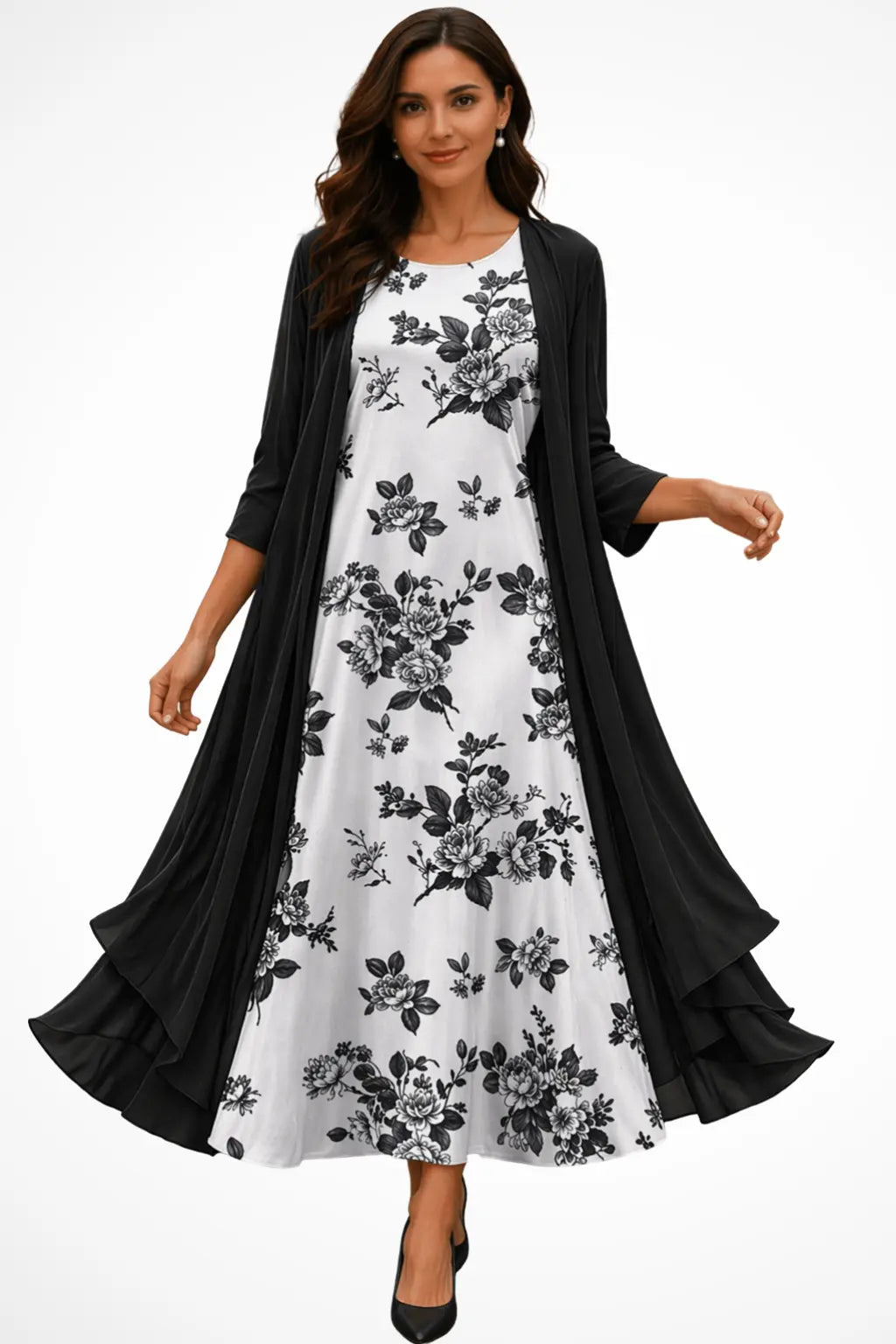 Dorothea | Women Embroidered Wedding Guest Midi Dress with Chiffon Jacket TARHUS  Mother of the Bride Dresses