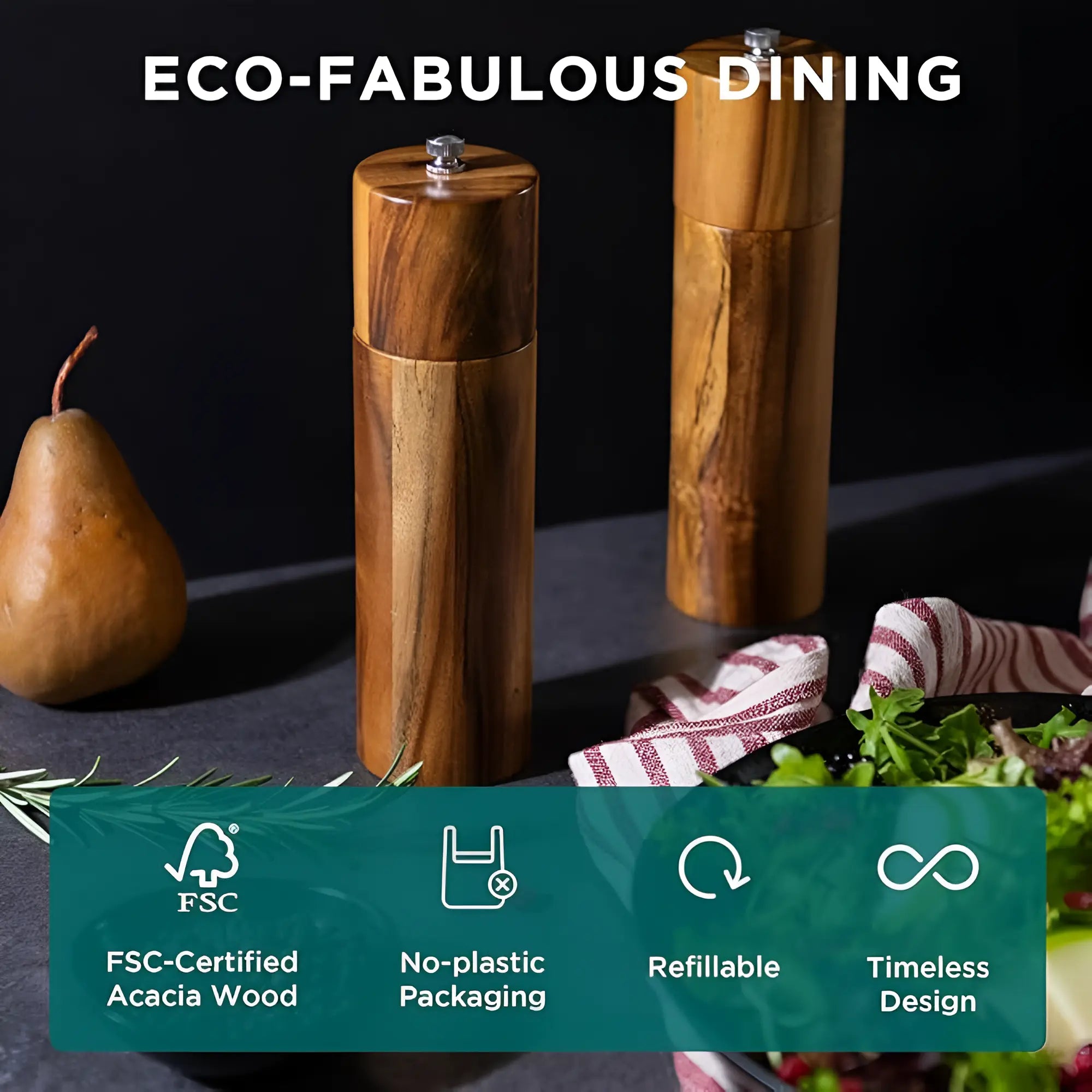 Wooden Spice Grinder Set | Adjustable Mill – Minimalist Kitchen Style TARHUS  Cooking Utensils