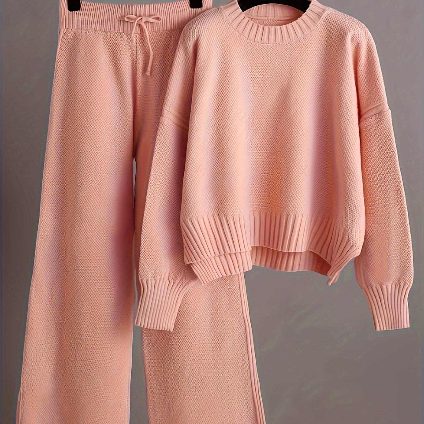 Women’s 2-Piece Knitted Lounge Set – Sweater & Wide-Leg Pants - TARHUS